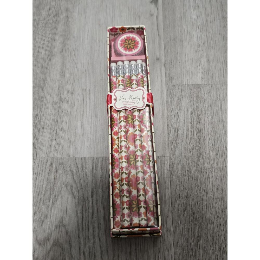 Vera Bradley PENCIL BOX SET 10 pencils & sharpener ** SEALED **
